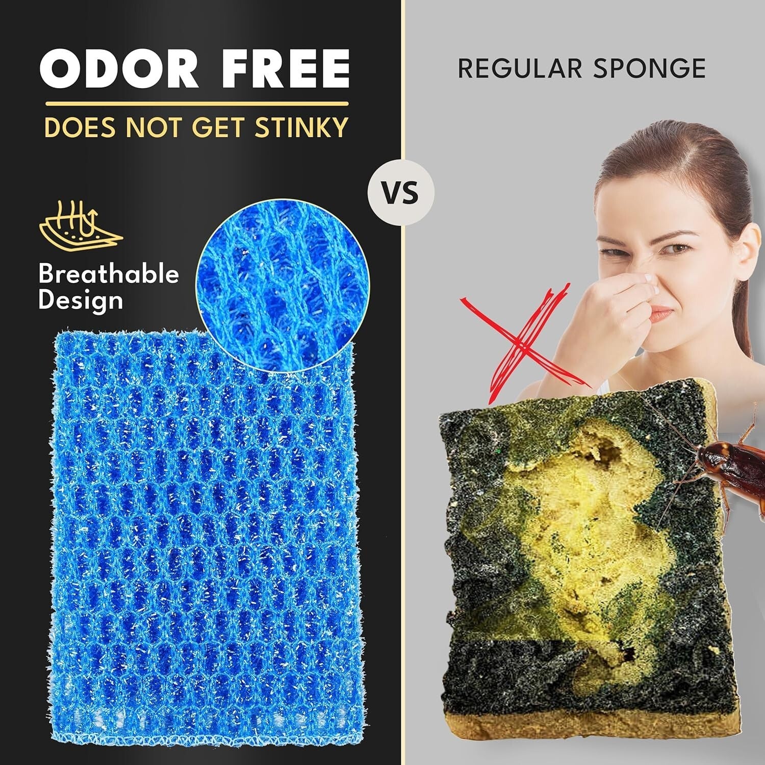Eco-Friendly Non-Abrasive Dish Scrubbers - 12 Reusable Kitchen Pads