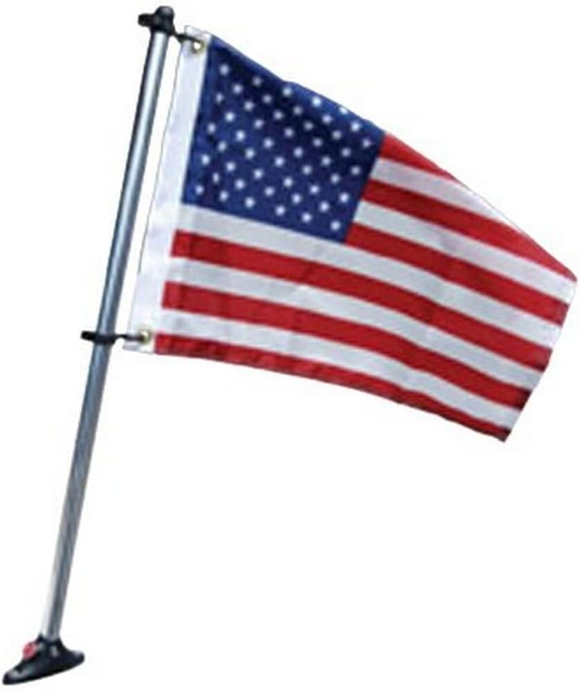 Durable 24" Anodized Aluminum Flag Pole with 12"x18" US Flag for Pontoon Boats