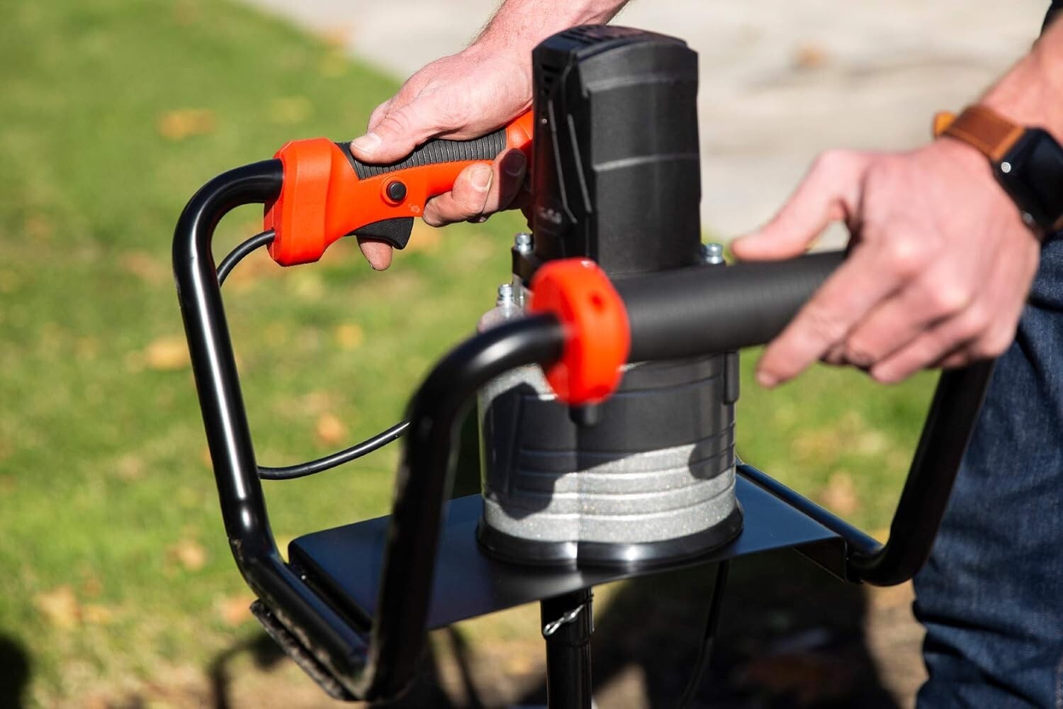 1500W Powerful Electric Post Hole Digger with Ergonomic Handles & Safety Lock