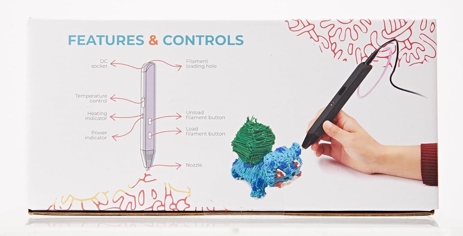 Ergonomic 3D Printing Pen with Adjustable Flow for Kids & Artists - Black