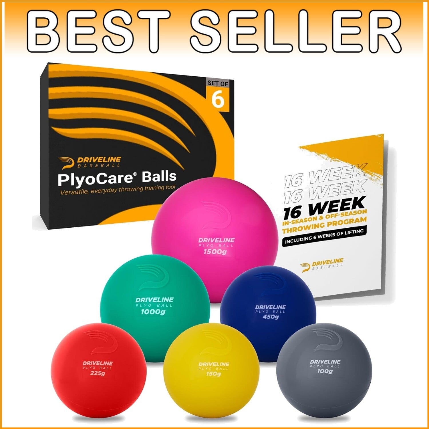 PlyoCare Weighted Baseballs: Improve Mechanics & Velocity - 6 Balls Included