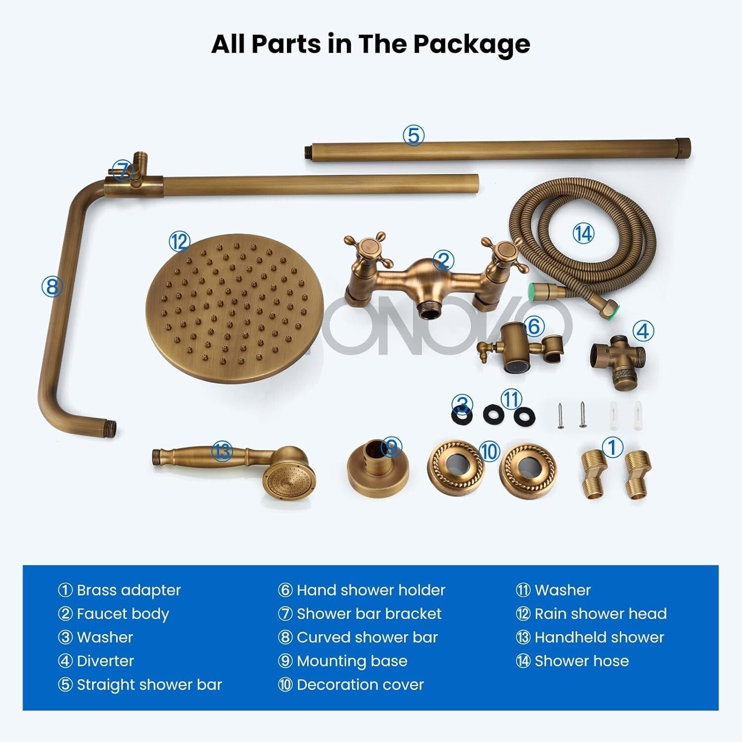 Elegant Bathroom Shower System - 8-Inch Rainfall & Handheld Brass Fixture