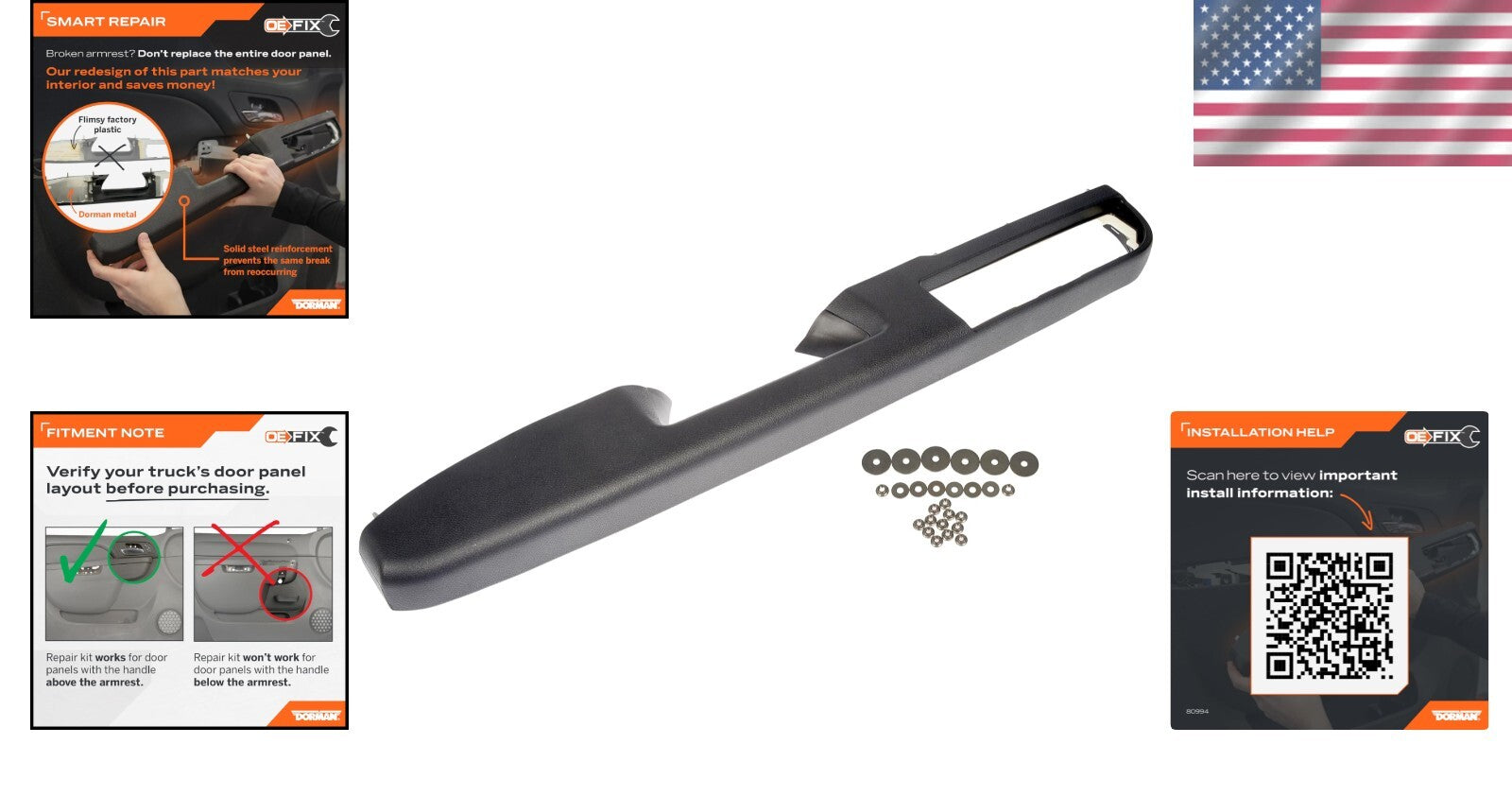 Durable Armrest Repair Kit for Chevrolet & GMC - Metal Skeleton, Black Finish