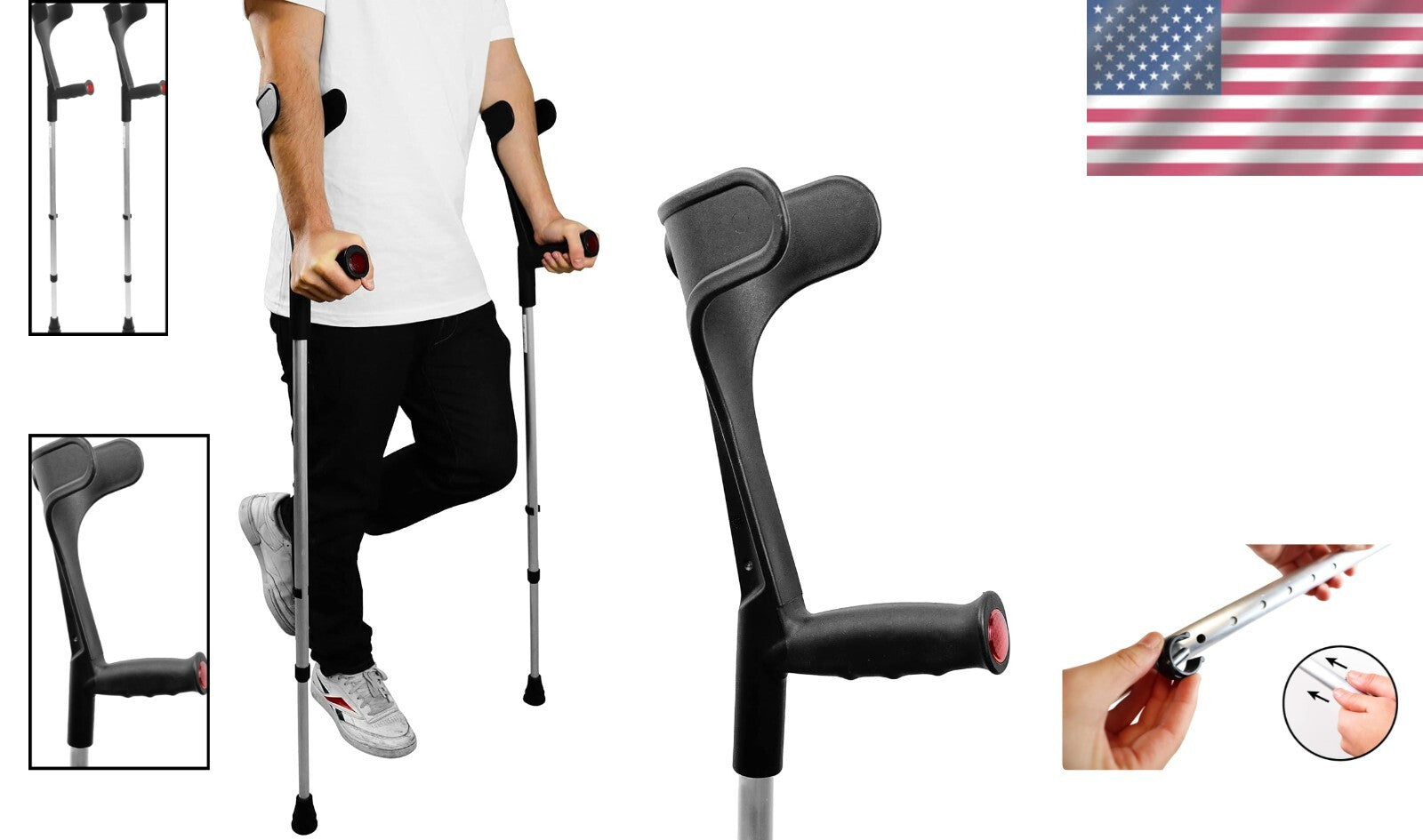 Durable Polypropylene Handled Forearm Crutches - Safety & Stability for Recovery