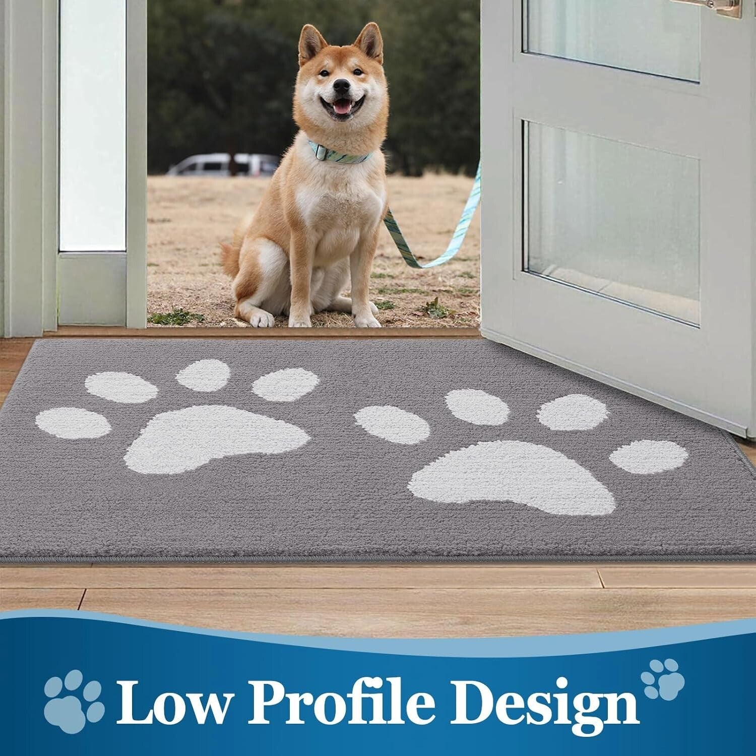 Absorbent Dog Door Mat for Muddy Paws - Non-Slip & Machine Washable 40x32