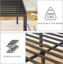 Load image into Gallery viewer, Queen Size Metal Bed Frame with Reinforced Support - Minimalist Black Design
