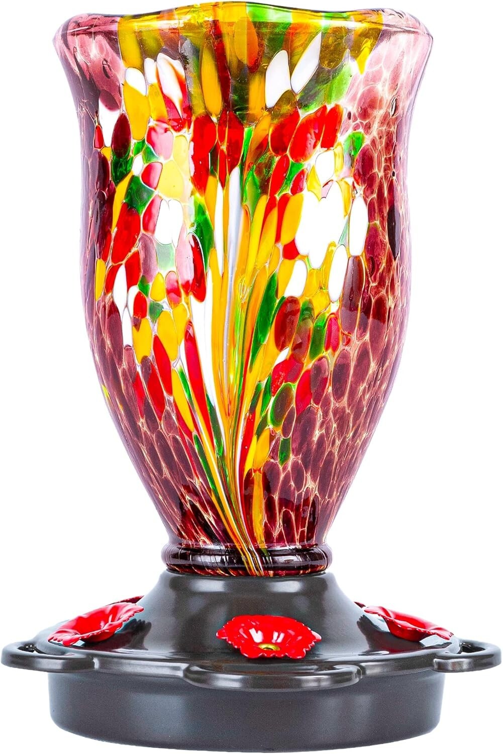 Artisan Glass Hummingbird Feeder - 25oz Capacity and Multipurpose Elegant Design