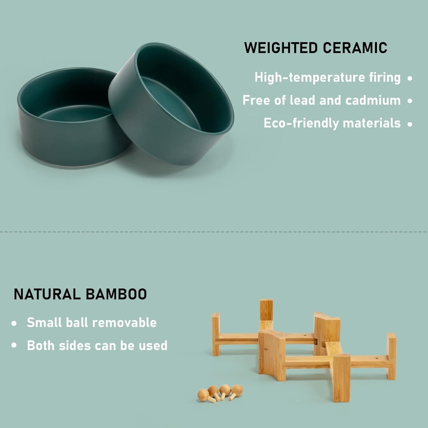 Stylish 15° Slanted Ceramic Pet Bowl Set with Bamboo Stand for Easy Feeding