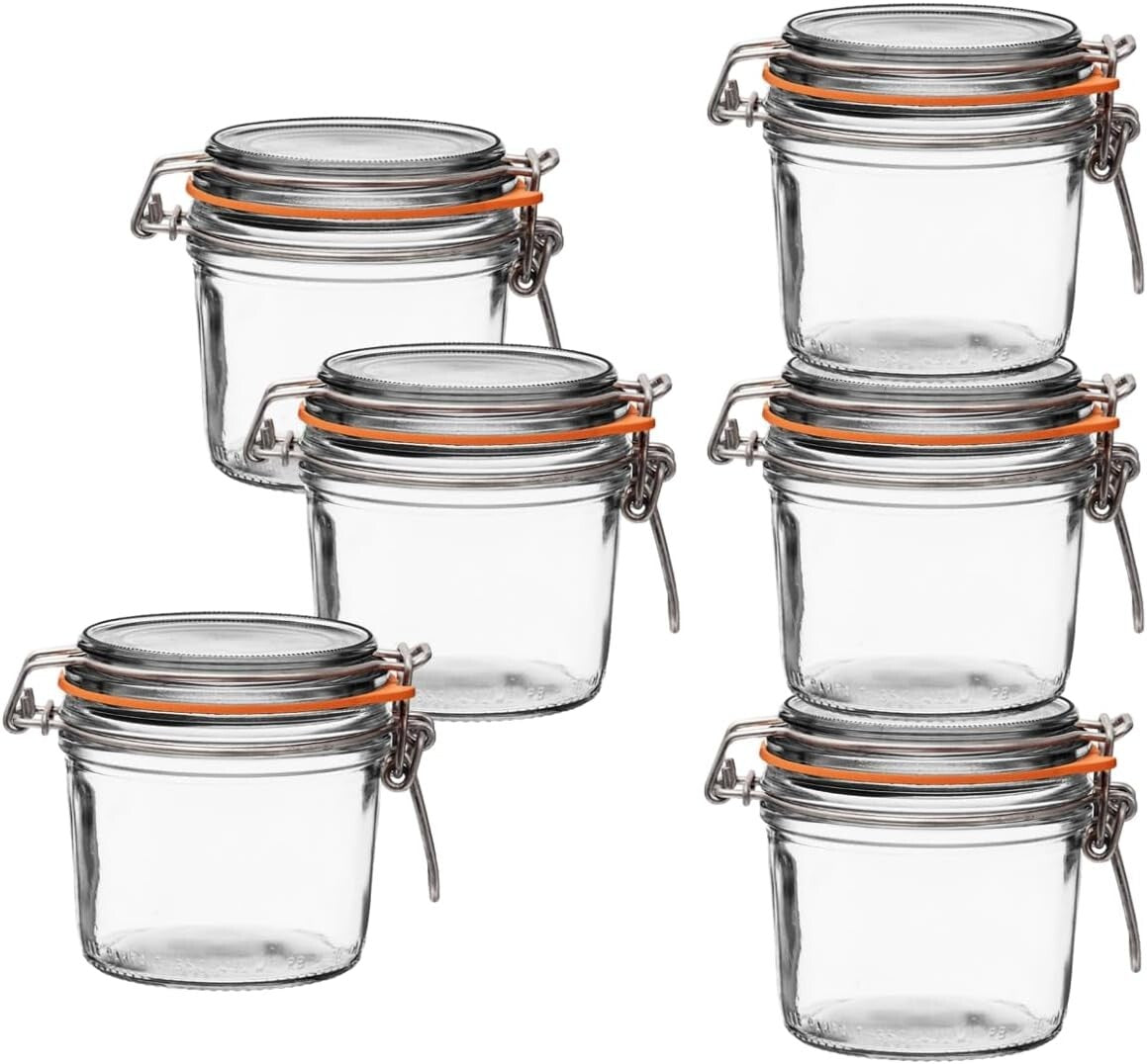 Premium 12oz French Glass Jars with Airtight Seal - Elegant Kitchen Organization