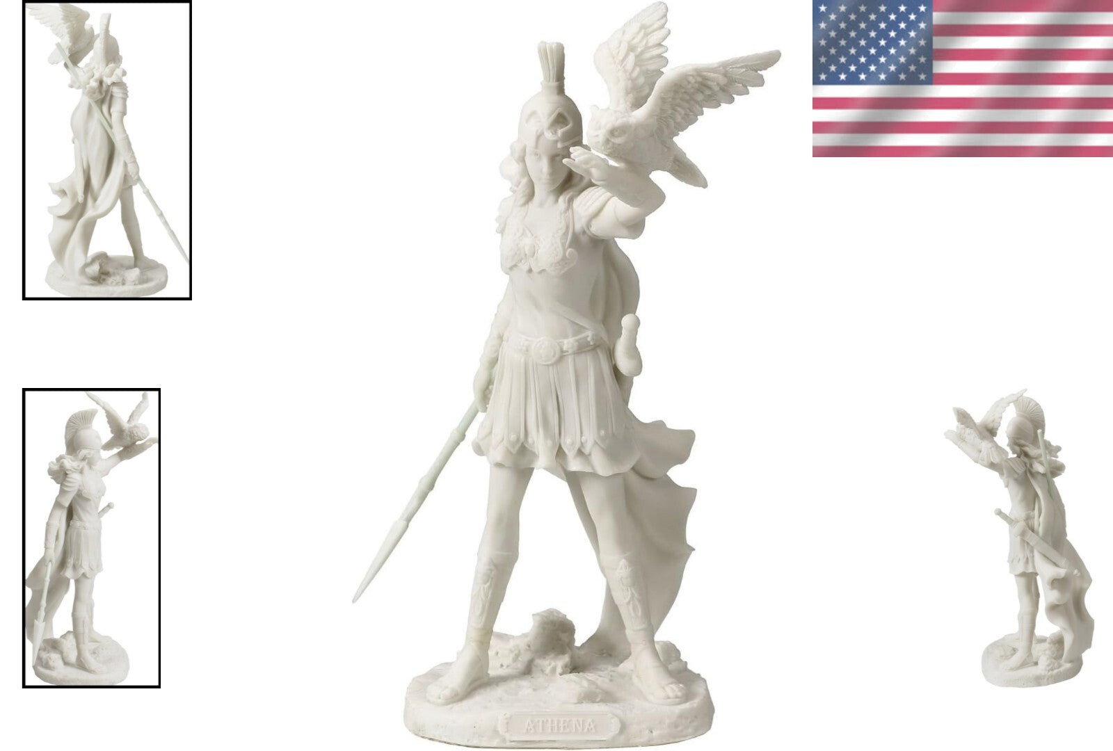 Matte Finish Athena Goddess Sculpture – Collector's Edition with Owl Companion
