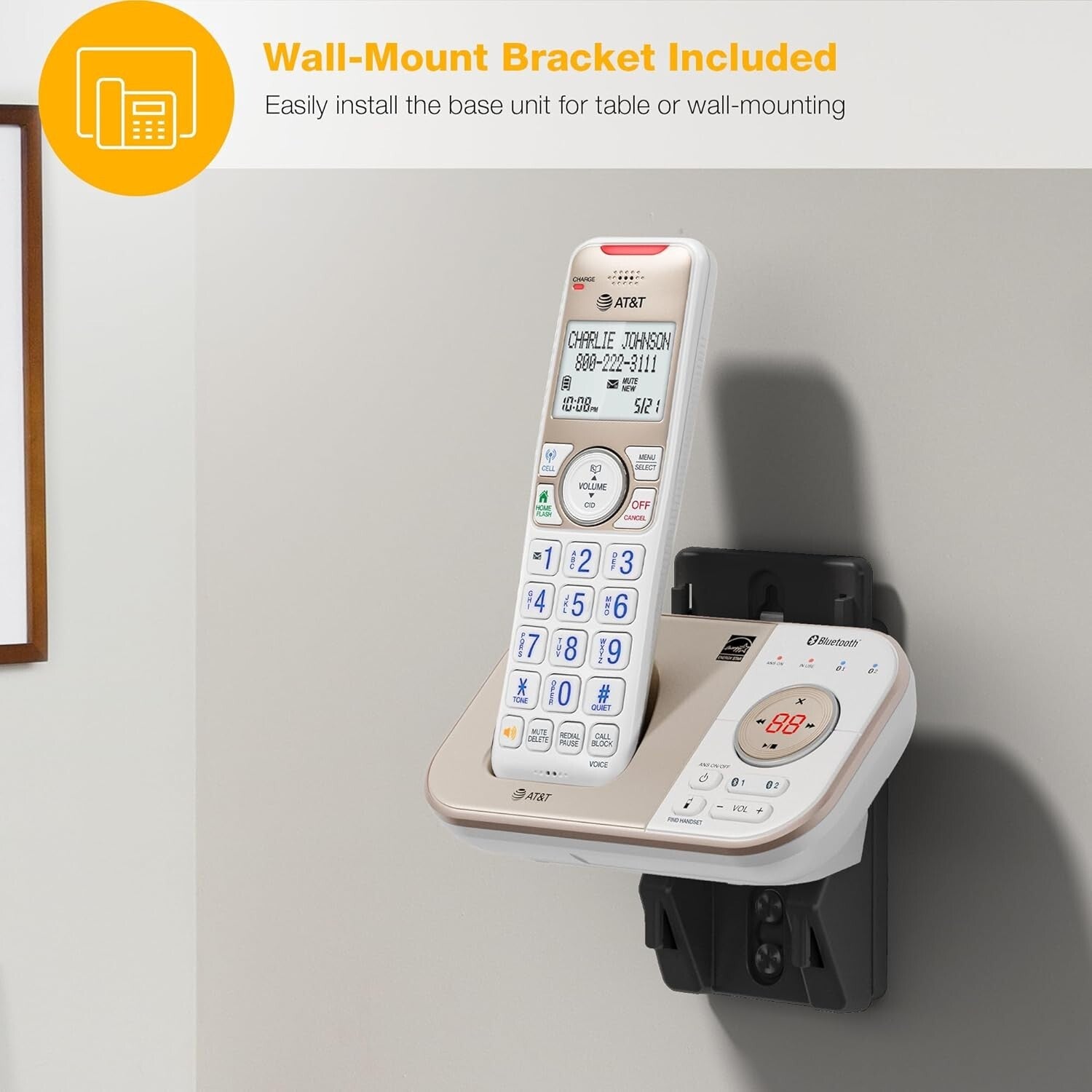 Champagne Gold/White DECT 6.0 Phone - 2 Handsets with Voice-Activated Answering