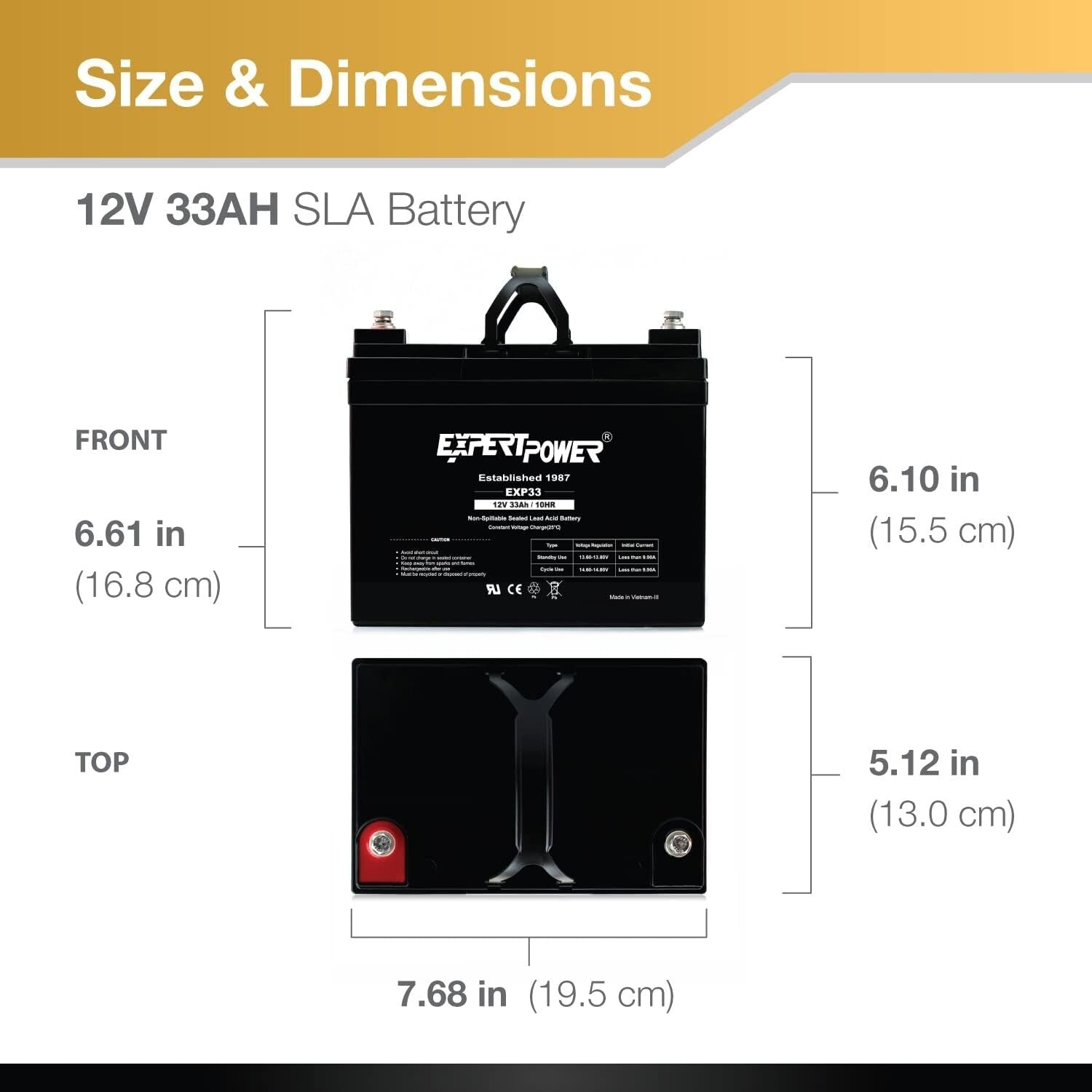 Durable 12V 33Ah Sealed Lead Acid Battery - Universal Fit for All Applications