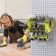 Load image into Gallery viewer, Efficient Power Tool Wall Organizer with 4 Slots, Hooks, and Surge Protection