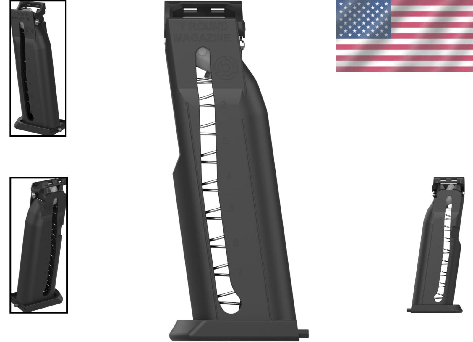 Durable 7-Round Black Polymer Magazine for Pistol Launchers - Lightweight Design