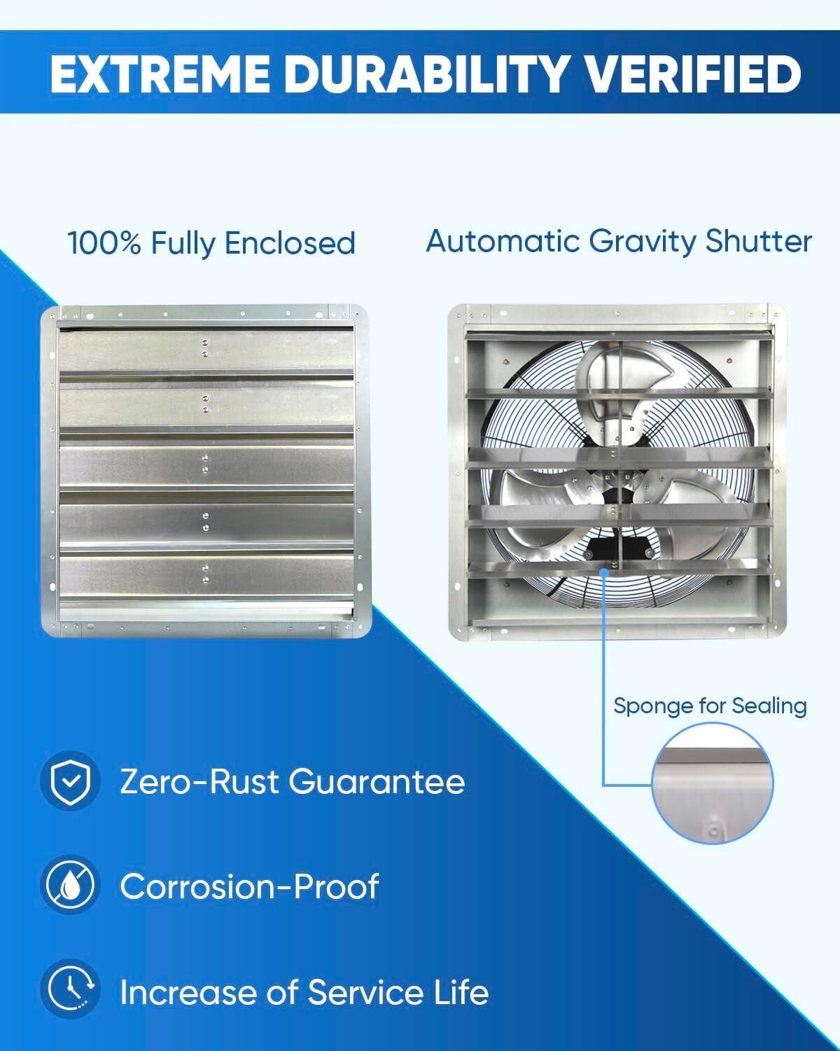 Durable 20 Inch Bladeless Wall Vent Fan - Effortless Setup, 3500 CFM Capacity