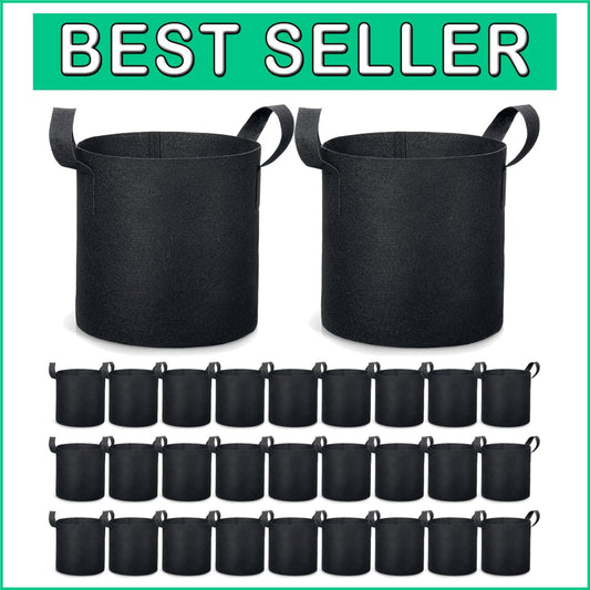 Aeration Fabric Pots 30-Pack 3 Gallon Garden Grow Bags - Resilient and Portable