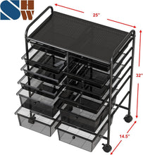 Load image into Gallery viewer, Versatile 12 Drawer Utility Cart with Locking Wheels - Perfect for Crafting