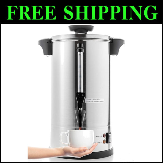 50-Cup Commercial-Grade Stainless Steel Percolator Coffee Maker - ETL Certified