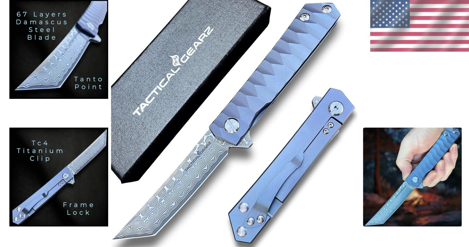 Utility-Tuned Damascus Steel Knife with TC4 Titanium Handle - EDC Sunday Special