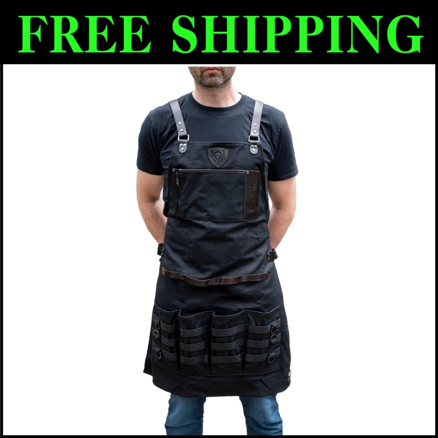 Professional Unisex Kitchen Apron with Drink Holder & Storage for Grilling