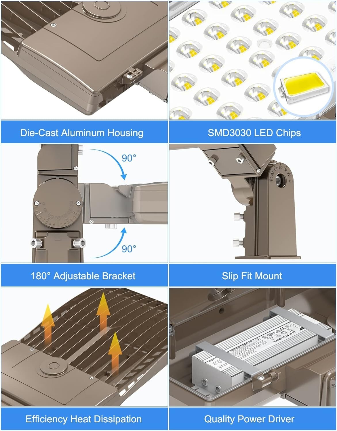 Adjustable 400W LED Parking Lot Light - 50,000+ Hour Lifespan, Easy Installation
