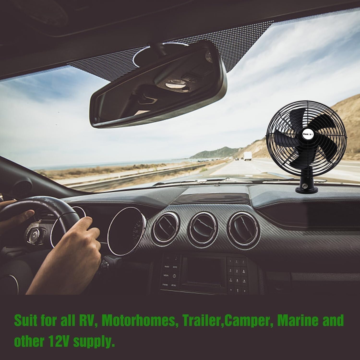 Versatile 12V Metal Fan with 2-Speed Control for Rapid Cooling in All Vehicles