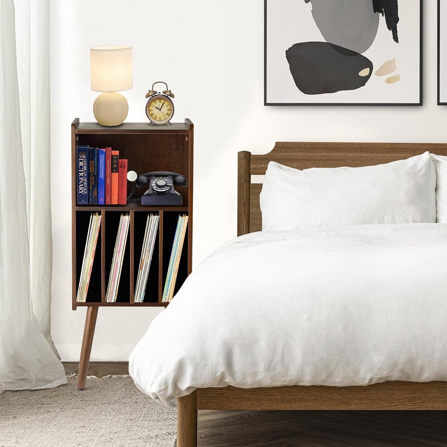 Mid-Century Modern 3-Tier Turntable Stand & Vinyl Storage for 160 Records