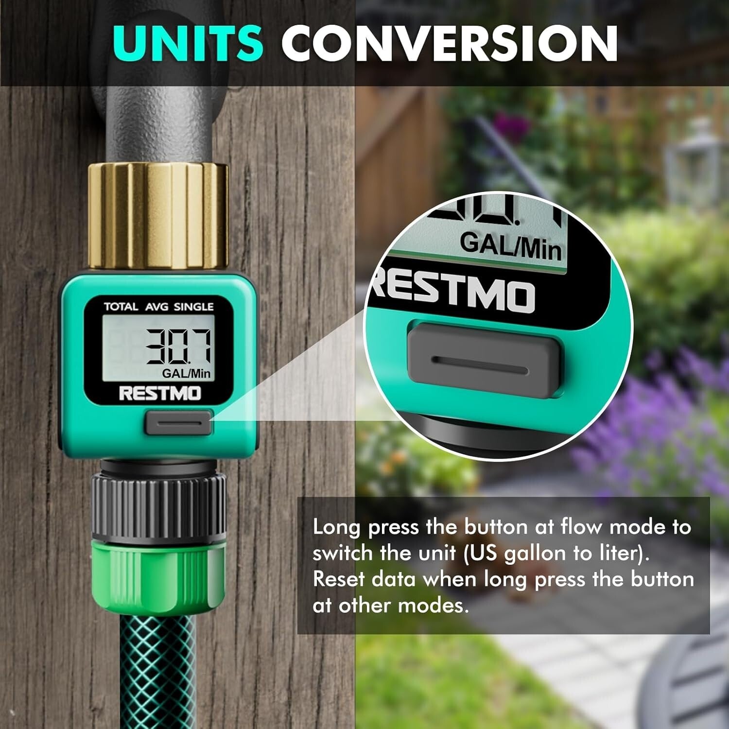 Durable Brass Water Flow Meter - 4 Modes for Accurate Garden Watering