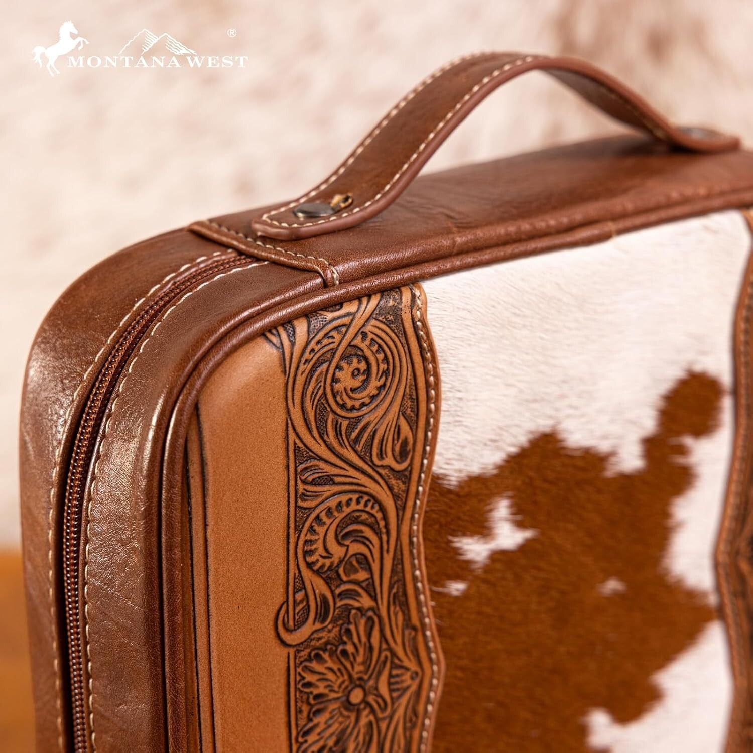 Stylish Floral Pattern Bible Cover - Vegan Leather with Secure Zipper Closure