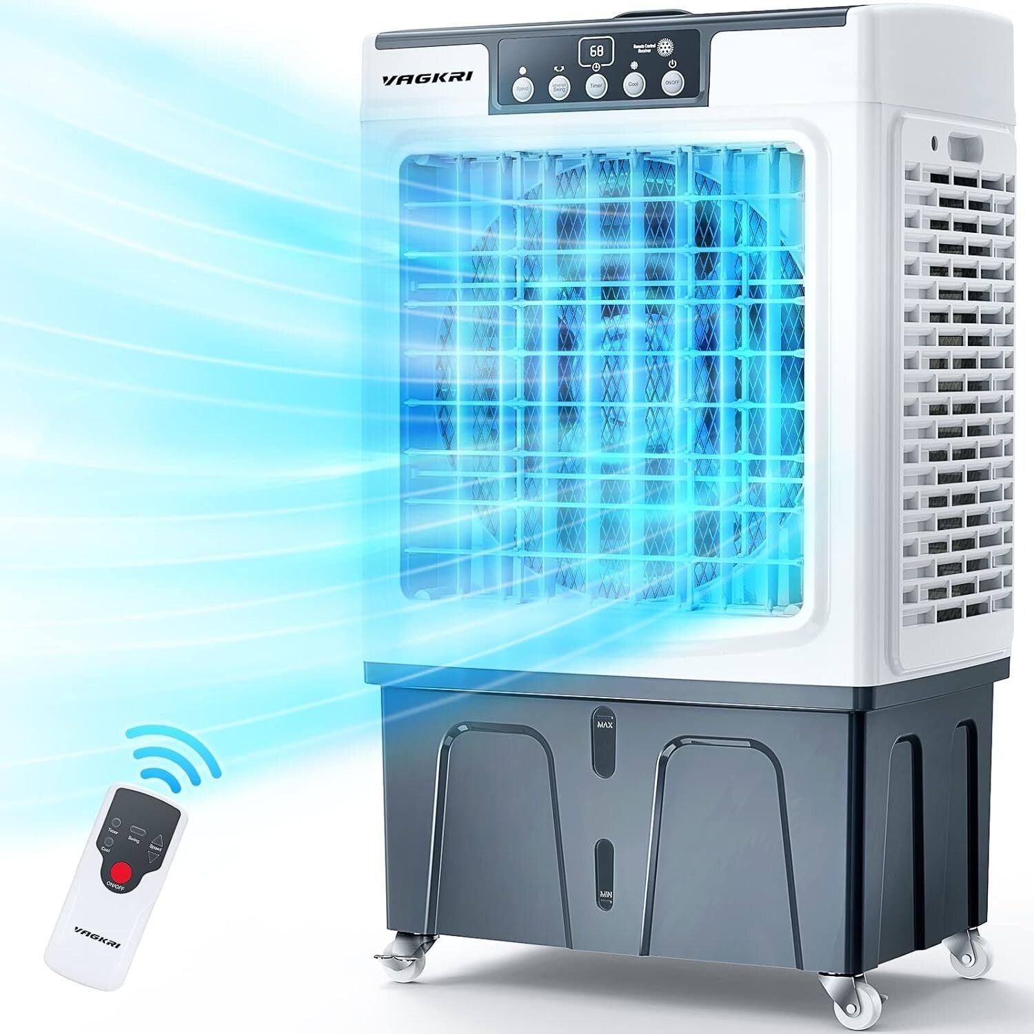 Energy-Efficient 3000 CFM Evaporative Air Cooler with Timer & Ice Packs Included