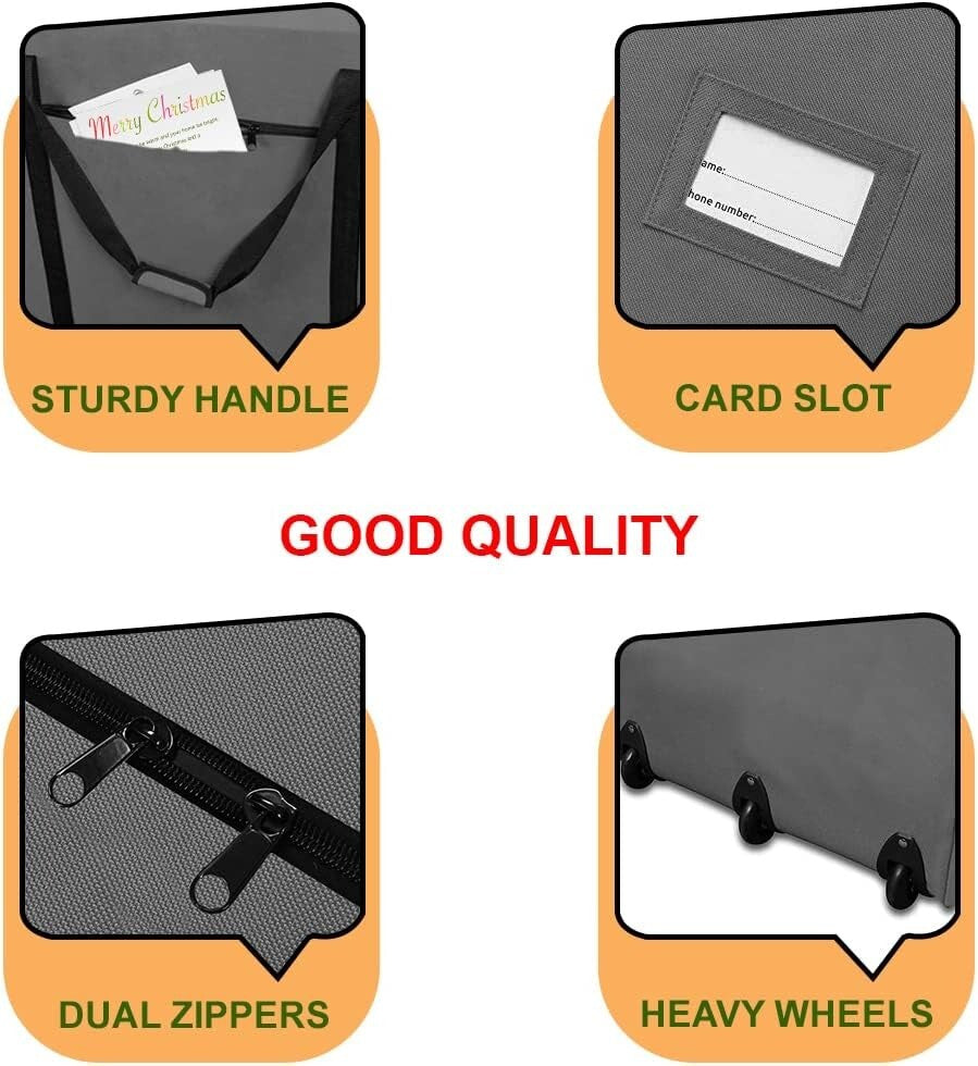 Secure Zip Closure Tree Storage Bag with Handles, Ideal for 9ft Christmas Trees