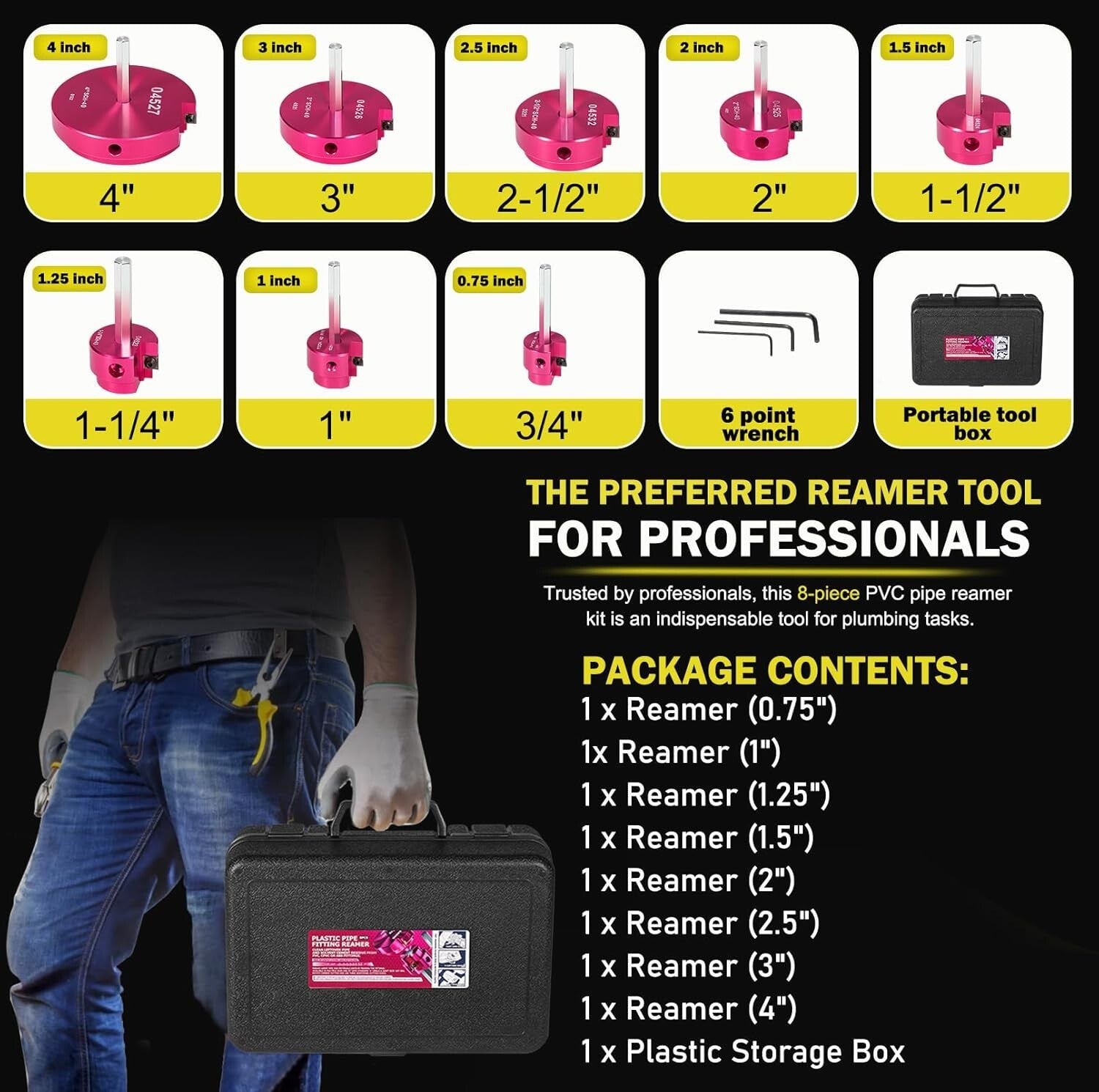 Complete 8-Piece Reamer Kit - Precision Tools for PVC, CPVC & ABS Pipe Repairs