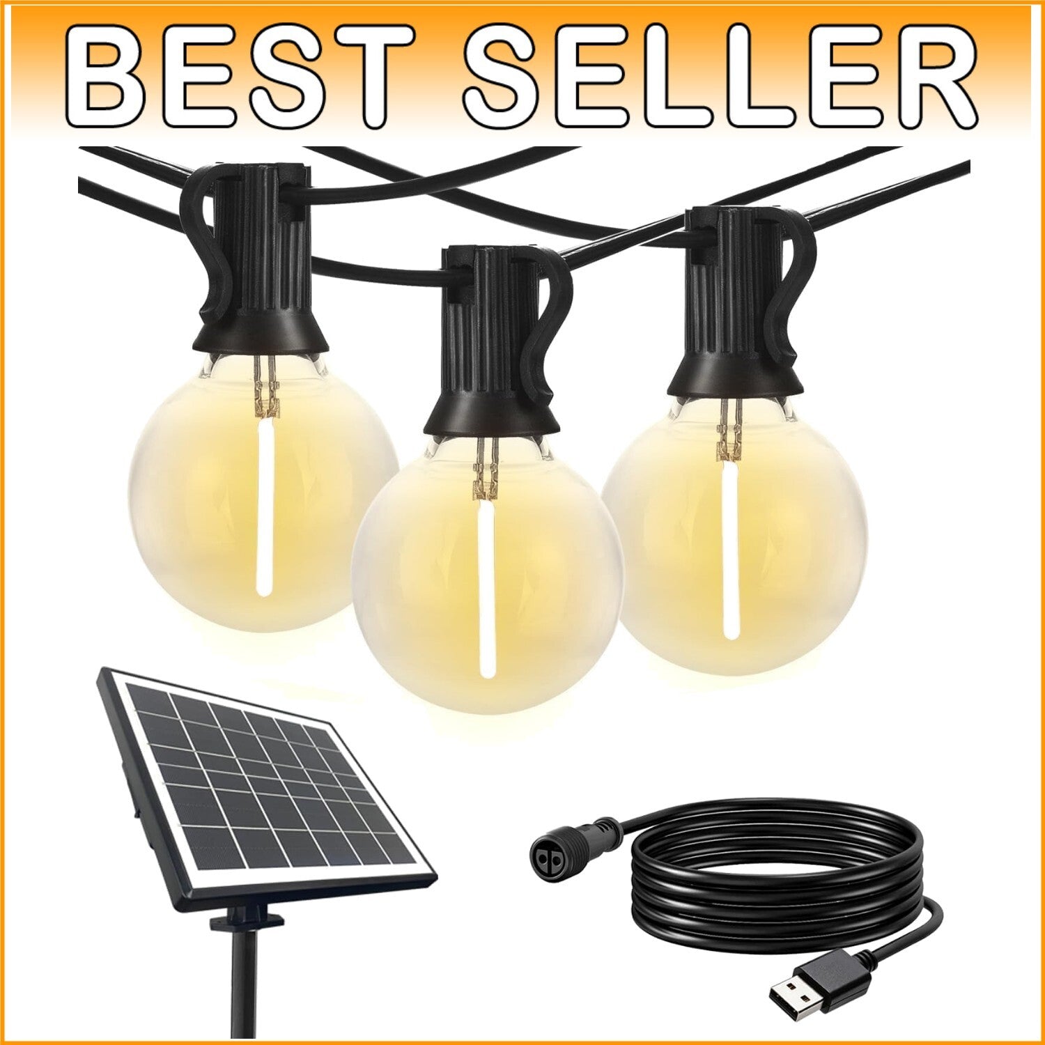 100ft Solar String Lights: 48 Waterproof LED Bulbs for Elegant Outdoor Spaces
