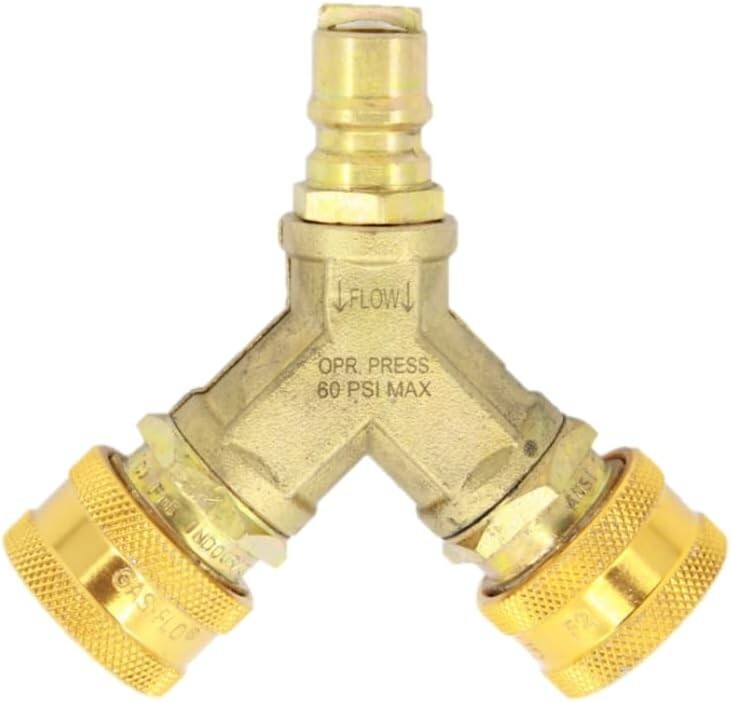CSA Certified 3/8" Gas Quick Disconnect Y Splitter for Safe Dual Appliance Use