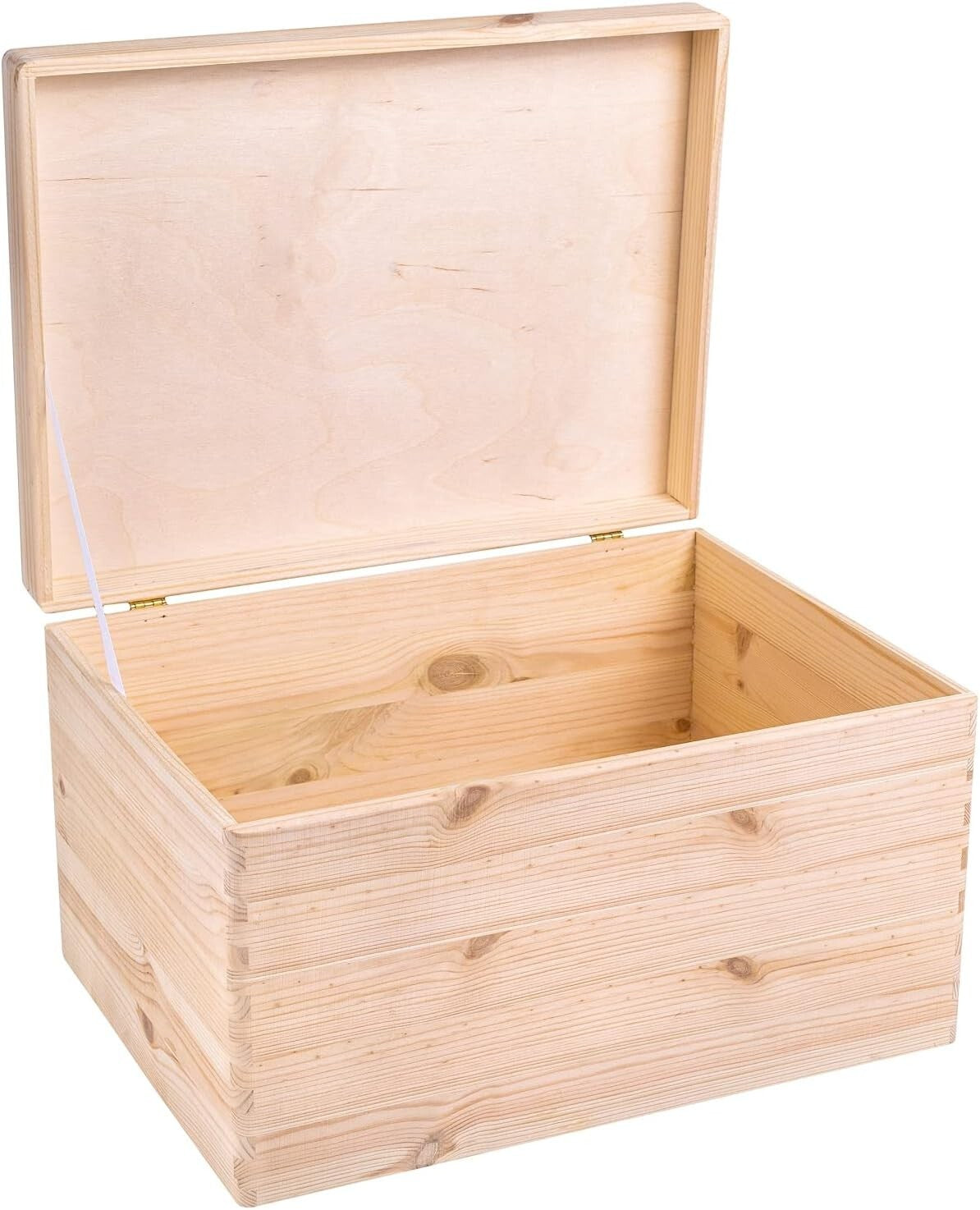 Spacious Hinged Lid Wooden Storage Box - Ideal for Crafts & Toys 15.8x11.8