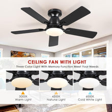 Load image into Gallery viewer, Low Profile 5-Blade Ceiling Fan with Lights - App &amp; Remote Controlled Elegance