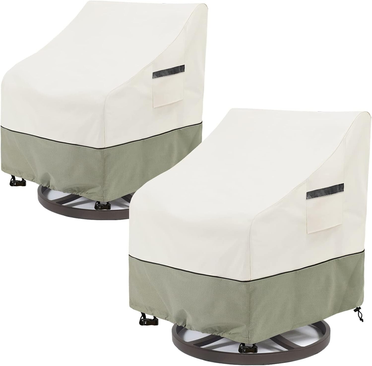 Adjustable Heavy Duty Outdoor Swivel Lounge Chair Covers - 2 Pack Beige & Gray