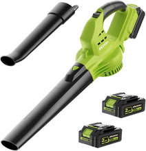 Load image into Gallery viewer, Lightweight 180CFM Electric Leaf Blower with 2 Batteries &amp; Charger, Green