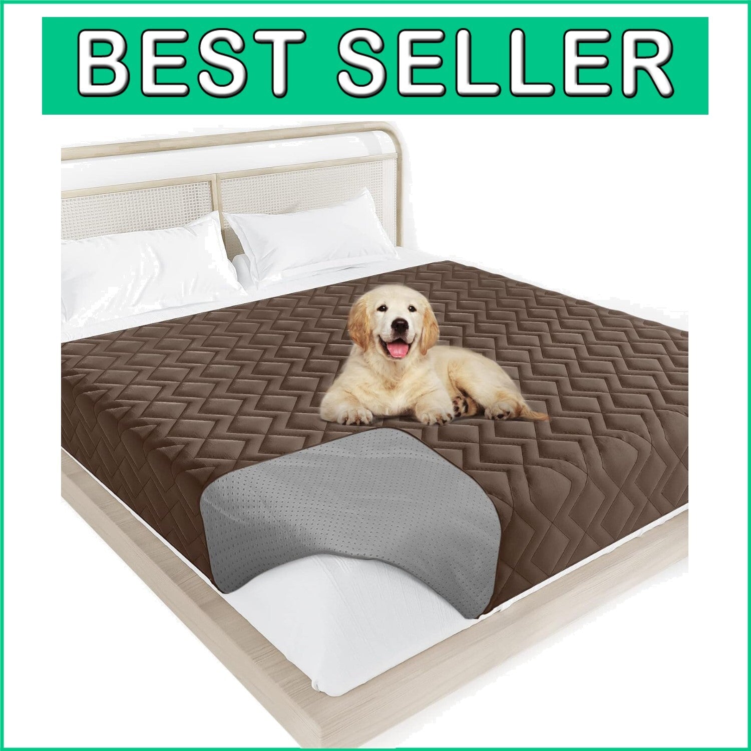 100% Waterproof Couch Cover - 86" x 82" Anti-Slip Dog Bed Protector in Chocolate