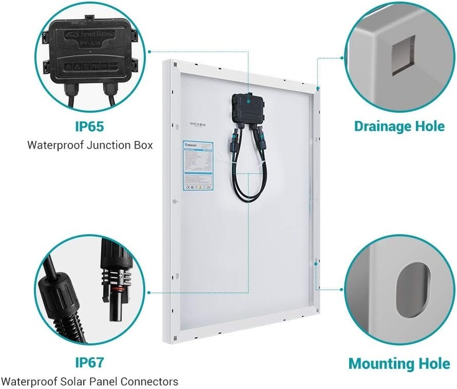 50 Watt Monocrystalline Solar Panel - Compact & Lightweight for Off-Grid Power