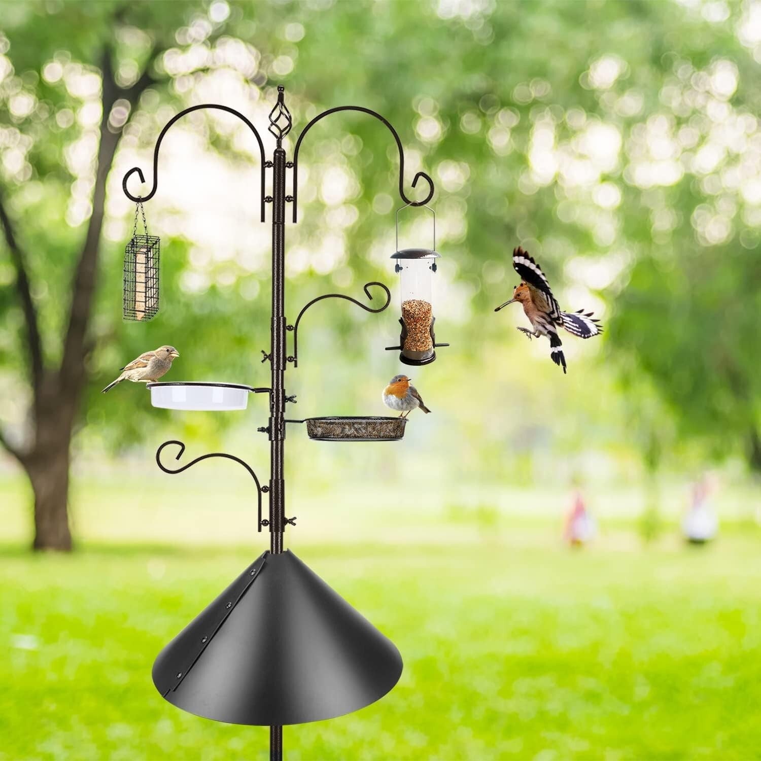 Multi-Functional 91-Inch Bird Feeder Station Kit with Adjustable Hooks & Trays