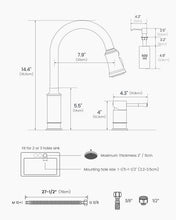 Load image into Gallery viewer, Brushed Nickel Kitchen Faucet with Soap Dispenser &amp; Pull Down Sprayer - 3 Holes