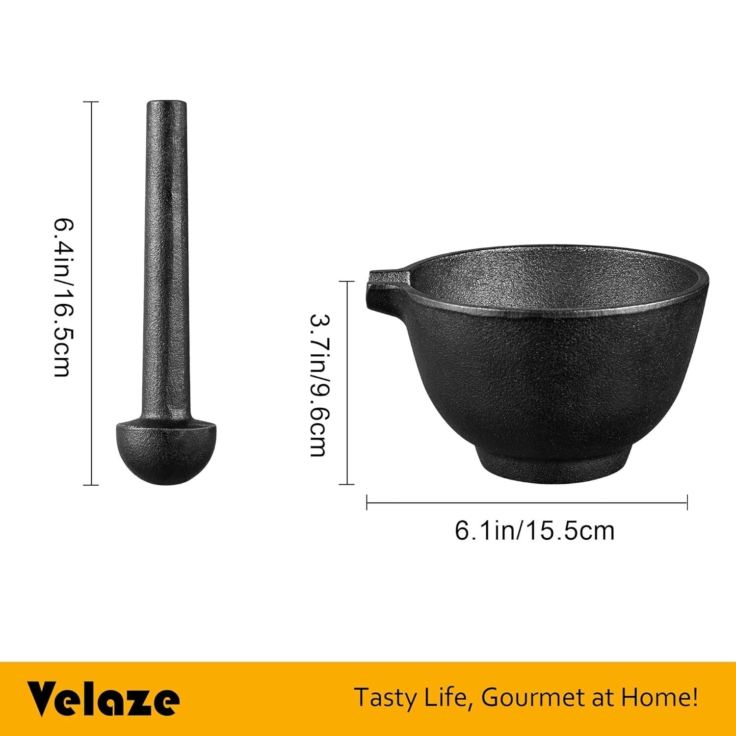 6.5 Inch Pestle and 3 Cup Mortar - Effortless Spice Grinding for Gourmet Recipes