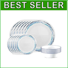 Load image into Gallery viewer, Classic Ocean Blue Dinnerware Set for 6 - Lightweight, Dishwasher Safe &amp; Stylish