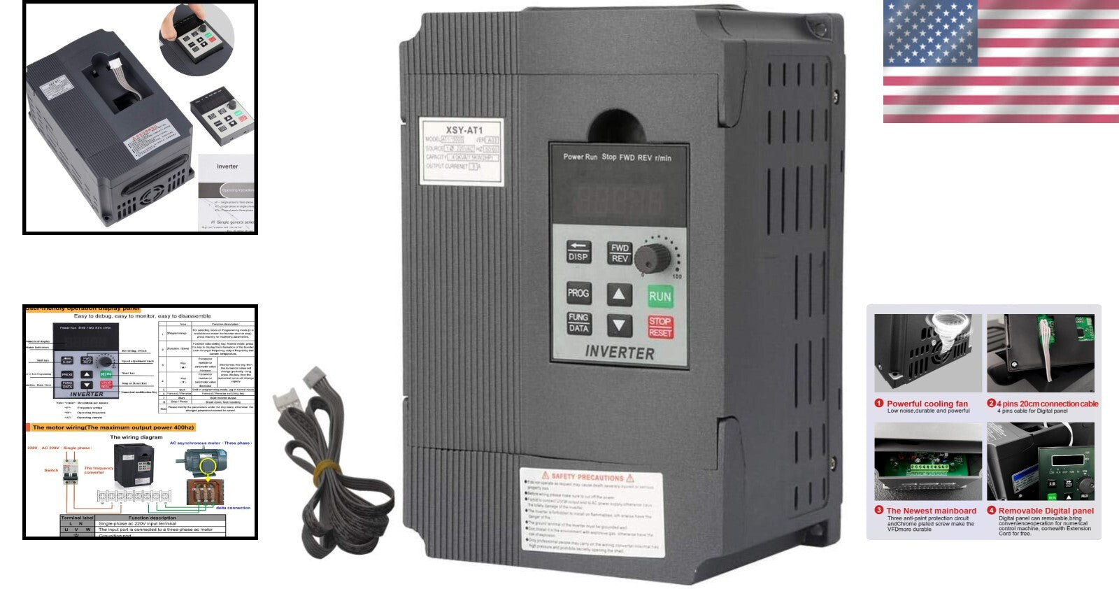 10A 2.2KW VFD Inverter for CNC & Spindle Speed Control, 220V 3 Phase Output