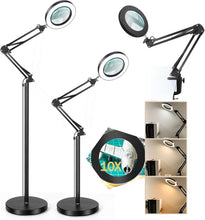 Load image into Gallery viewer, Stepless Dimmable 10X Magnifying Floor Lamp with 3 Color Modes &amp; LED Light