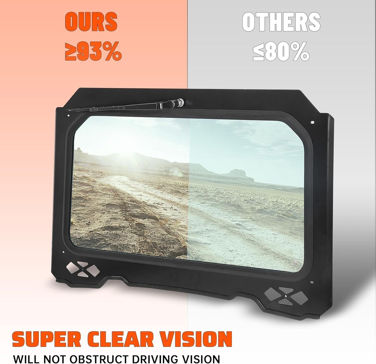 Enhanced Visibility Full Windshield & Wiper for 2014-2018 Polaris RZR XP Turbo