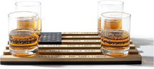 Load image into Gallery viewer, Patriotic Whiskey Rocks Glasses Set with Elegant Wood Tray - 2nd Amendment Gift