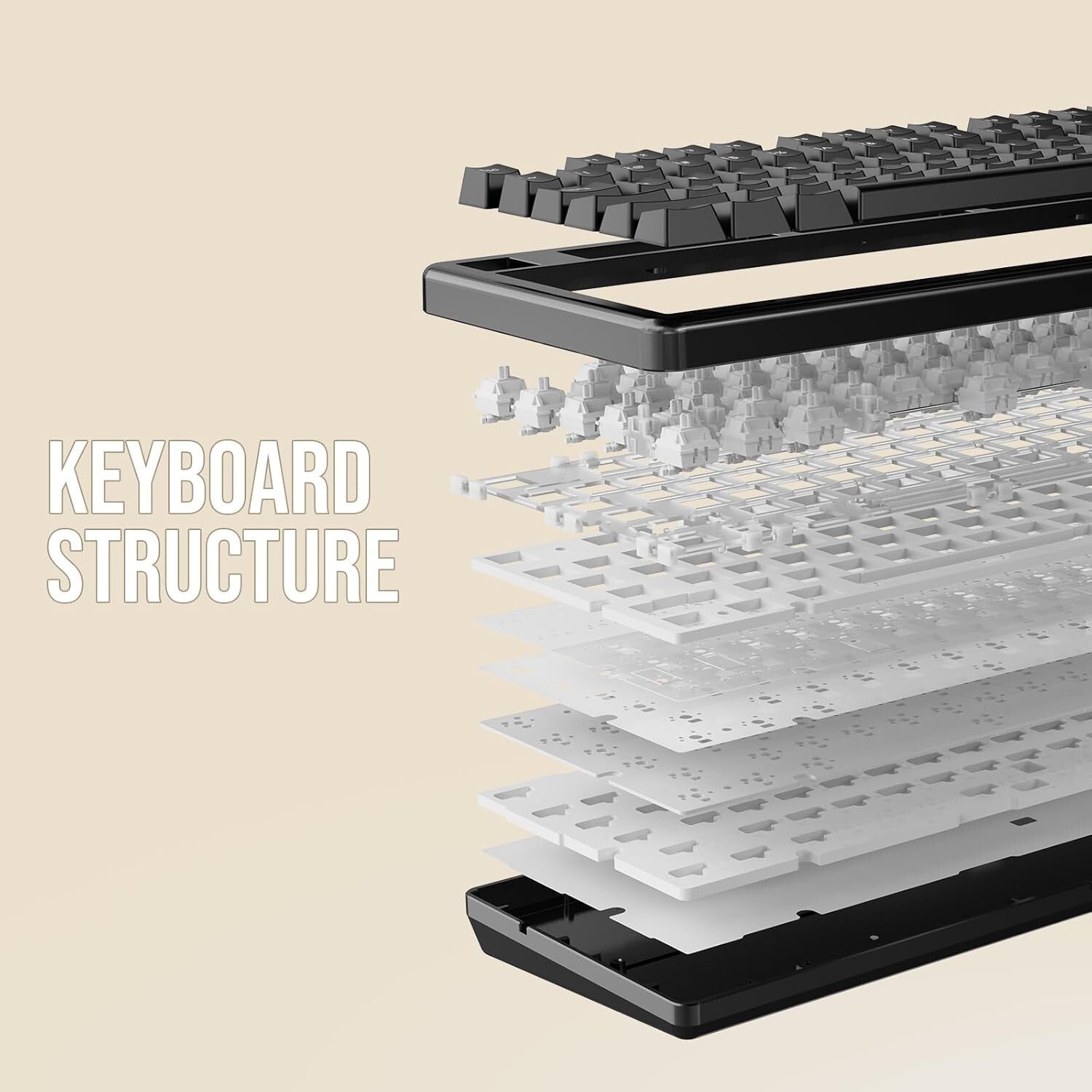 Durable 75% Aluminum Gaming Keyboard - Bluetooth, USB-C & Anti-Ghosting Features