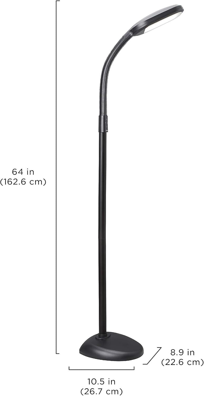 SmartLight Full Spectrum LED Floor Lamp: Adjustable Brightness, Gooseneck Design